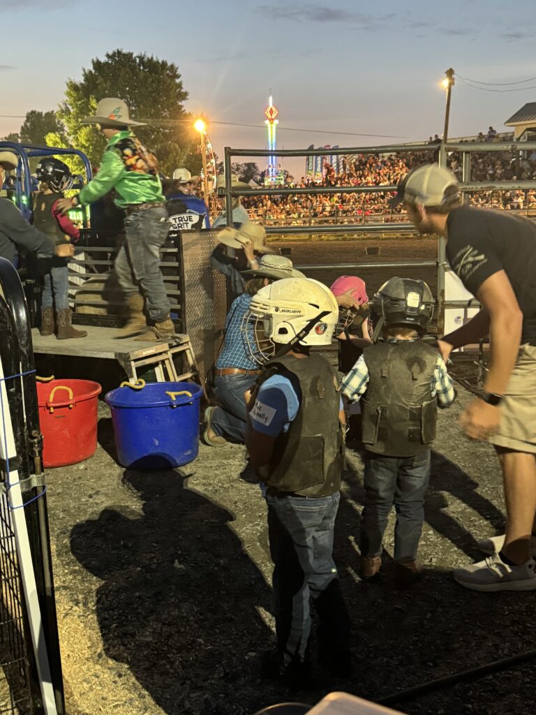 Kiddos getting ready for mutton busting at the rodea!